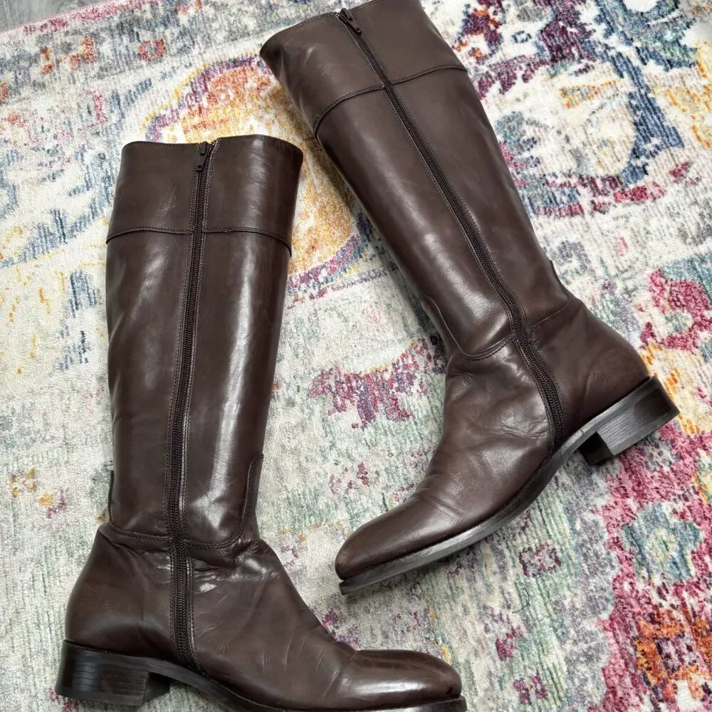AGL Vintage Brown Leather Riding Boots